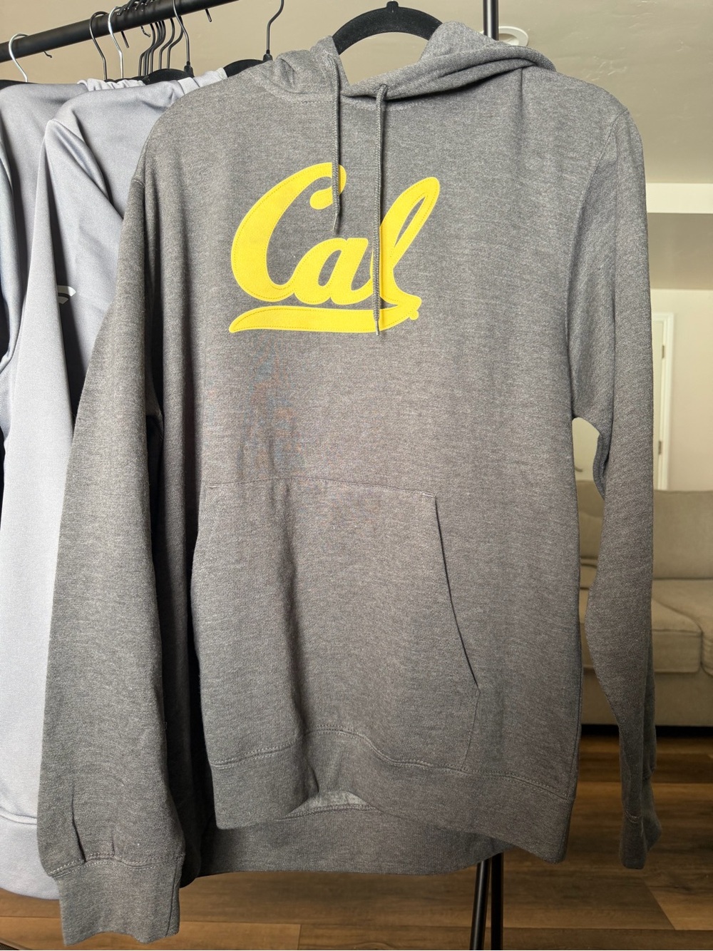 Majestic Gray Pullover Hoodie with Yellow Cal Script